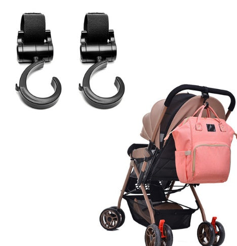 2-Pack Baby Stroller Hooks – 360° Rotating Multi-Purpose Hangers