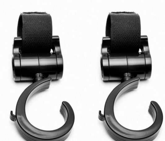 2-Pack Baby Stroller Hooks – 360° Rotating Multi-Purpose Hangers