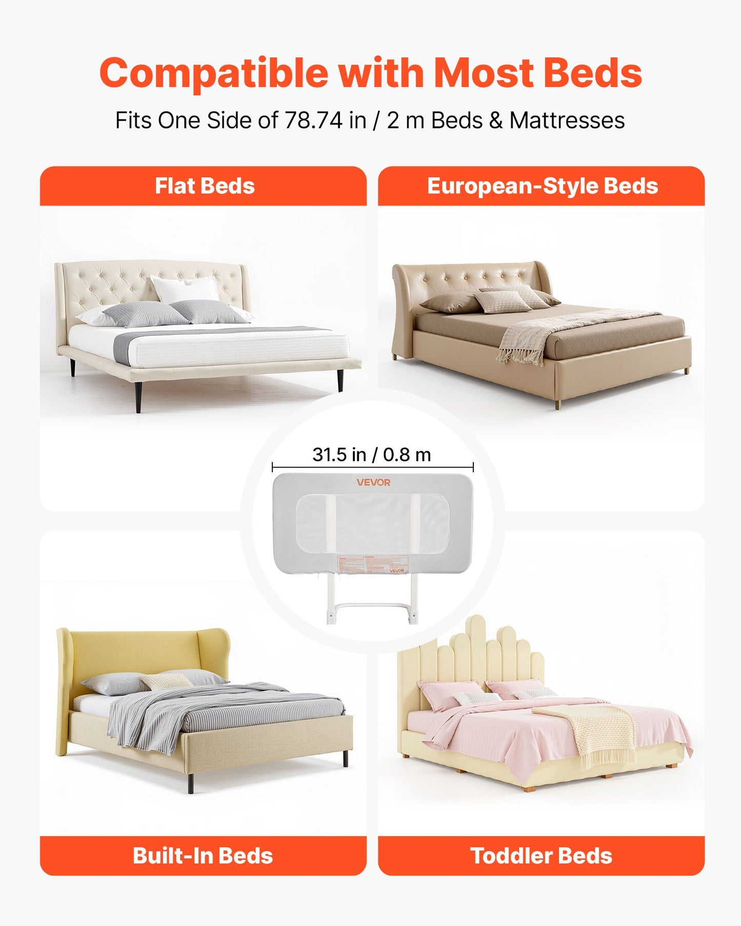 Adjustable Toddler Bed Rail Guard | Portable Kids Bed Safety Barrier